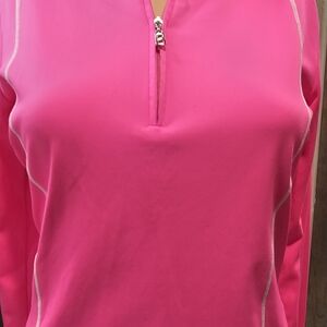 Bogner Women's Zip-Front Athletic Top in Hot Pink